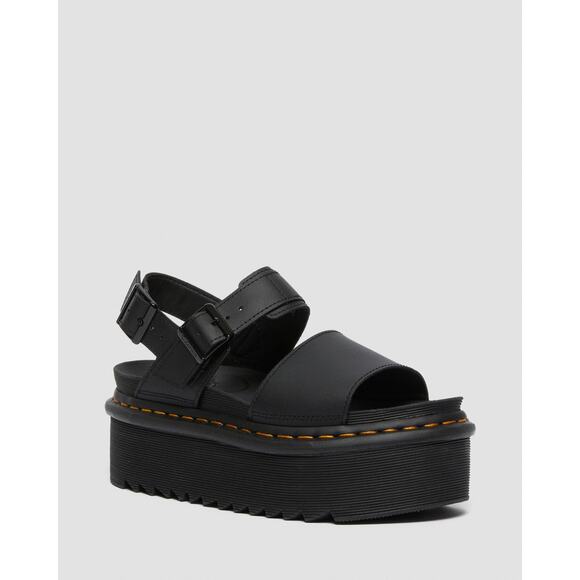 Dr. Martens Shoes - Dr. Martens Voss Womens Leather Strap Platform Sandals - 9 Black